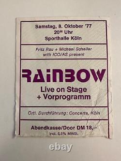 RITCHIE BLACKMORE RAINBOW Concert TICKET Oct 8, 1977 Sporthalle Cologne, Germany