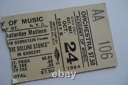 ROLLING STONES 1964 Original CONCERT TICKET STUB Academy of Music, NYC EX