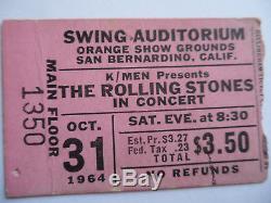 ROLLING STONES 1964 Original CONCERT TICKET STUB Fresno, CA VG++