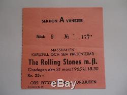 ROLLING STONES 1965 Original CONCERT TICKET STUB Gothenberg SWEDEN EX