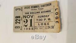 ROLLING STONES 1965 Original concert ticket stub Dallas memorial auditorium