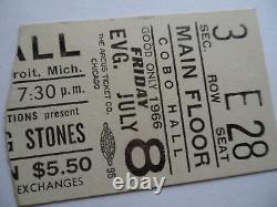 ROLLING STONES 1966 Original CONCERT TICKET STUB Detroit EX+