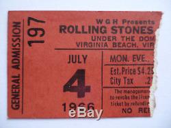 ROLLING STONES 1966 Original CONCERT TICKET STUB Virginia Beach EX(-)