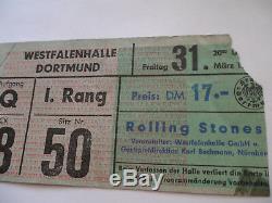 ROLLING STONES 1967 CONCERT TICKET STUB Dortmund, Germany