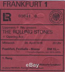 ROLLING STONES 1976 BLACK & BLUE TOUR CONCERT TICKET STUB Frankfurt