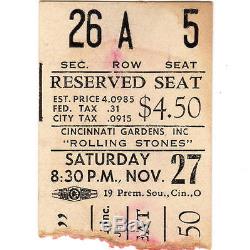ROLLING STONES Concert Ticket Stub CINCINNATI OH 11/27/65 OUT OF OUR HEADS TOUR
