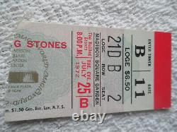 ROLLING STONES Original 1972 CONCERT TICKET STUB Exile Main Street Tour NYC