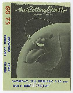ROLLING STONES Original 1973 Giant Size Concert Ticket Stub Australia