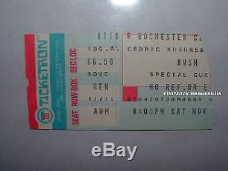 RUSH / BACKSTREET CRAWLER 1977 Concert Ticket Stub ROCHESTER NY Mega Rare PEART