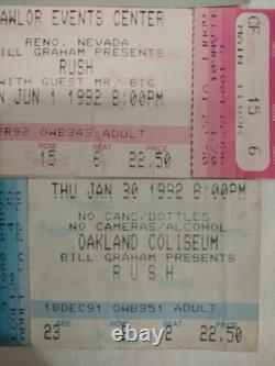 RUSH Concert Ticket Stubs Lot of 4. 1990,1992 Ca. &Nv
