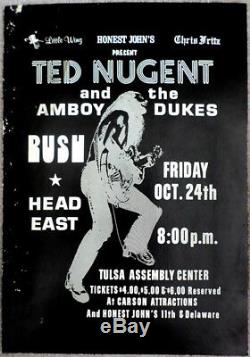 RUSH & TED NUGENT & HEAD EAST Concert Ticket Stub 10/24/75 TULSA CARESS OF STEEL