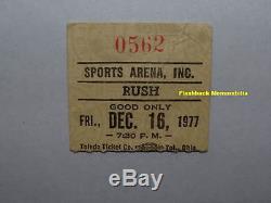 RUSH / U. F. O. 1977 Concert Ticket Stub SPORTS ARENA Ohio GEDDY LEE Mega Rare