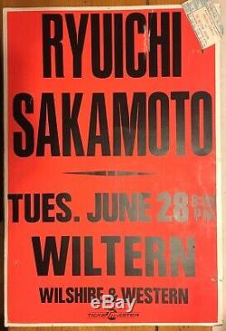 RYUICHI SAKAMOTO Wiltern Theatre 1988 Cardboard CONCERT POSTER + Ticket Stub YMO