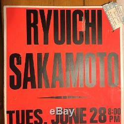 RYUICHI SAKAMOTO Wiltern Theatre 1988 Cardboard CONCERT POSTER + Ticket Stub YMO