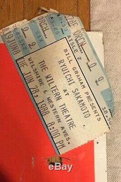 RYUICHI SAKAMOTO Wiltern Theatre 1988 Cardboard CONCERT POSTER + Ticket Stub YMO