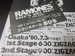 Ramones 1980 Japan Tour Flyer with Ticket Stub Punk Handbill for Concert