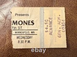 Ramones Rare Concert Ticket Stub Minneapolis, Mn 11/28/1979
