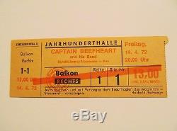 Rare/1972/ CAPTAIN BEEFHEART/Original/GERMAN/Tour/Rock/Concert/Ticket/Stub/ MINT
