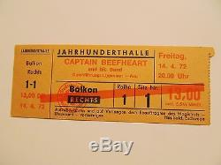 Rare/1972/ CAPTAIN BEEFHEART/Original/GERMAN/Tour/Rock/Concert/Ticket/Stub/ MINT