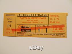 Rare/1972/ CAPTAIN BEEFHEART/Original/GERMAN/Tour/Rock/Concert/Ticket/Stub/ MINT