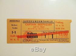 Rare/1972/ CAPTAIN BEEFHEART/Original/GERMAN/Tour/Rock/Concert/Ticket/Stub/ MINT