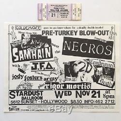 Rare 1984 Samhain Necros Ticket Stub Flyer Misfits Danzig LA Concert punk lp 7