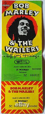 Rare Concert Ticket Stub Bob Marley Paris 3 Juillet 1980