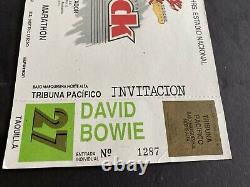 Rare DAVID BOWIE Prodin Chile Sept 27 1990 Concert Ticket stub COKE & ROCK Tour
