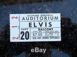 Rare Elvis Concert Ticket Stub and Envelope June 20 1974 Des Moines, Iowa