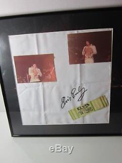 Rare Elvis Original Concert Ticket Stub 1977 Scarf Photos Framed Lot Estate