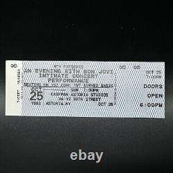 Rare Mtv Presents Bon Jovi Intimate Concert Performance Oct 1992 Unused Ticket