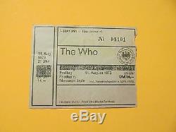 Rare/UNIQUE/ 1972/ The/ WHO/ Original/Vtg/ GERMAN/Tour/ Rock/Concert/Ticket/Stub