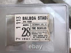 Rare Vintage Beatles 1965 Balboa Stadium Concert Ticket Stub Psa 1