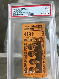 Rare Vintage Beatles 1966 Beatles D. C. Stadium Concert Ticket Stub Psa 2