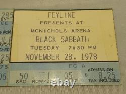 Rare Vintage Black Sabbath 1978 & Van Halen Denver Concert Ticket Stub Ozzy