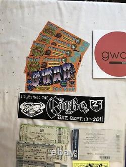 Rare Vintage Lot GWAR concert ticket stub GWAR B Q Menus Flyers Laminates