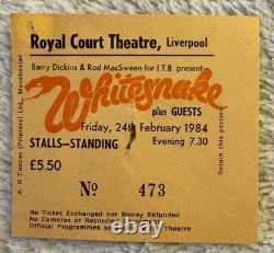 Rare WHITESNAKE 1984 Concert Ticket Stub Royal Court Theatre Liverpool