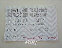 Roger Taylor (Queen) 1999 Sugarmill Stoke-on-Trent UK Tour Concert Ticket Stub