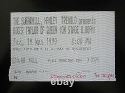 Roger Taylor (Queen) 1999 Sugarmill Stoke-on-Trent UK Tour Concert Ticket Stub