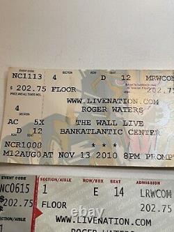 Roger Waters THE WALL LIVE FLOOR Concert Ticket Stub FLORIDA lot Of 2 2010 2012