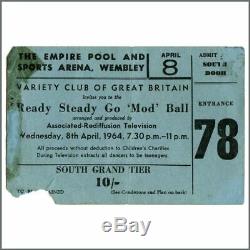 Rolling Stones 1964 Pop Hit Parade Wembley Concert Ticket Stub (UK)