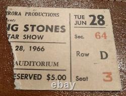 Rolling Stones 1966 Concert Ticket Stub Buffalo Memorial Auditorium