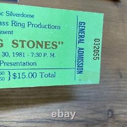 Rolling Stones 1981 Pontiac Silverdome Original Concert Ticket Stub Photos Pin