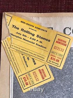 Rolling Stones 4th of July 1975 Concert Ticket Stubs, with Newspaper Articles
