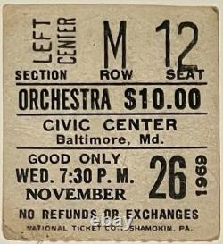 Rolling Stones Concert Ticket Stub / Baltimore Civic Center Nov 26 1969 Rare