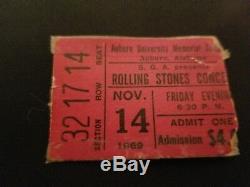Rolling stones 1969 Concert Ticket Stub at Auburn Univ