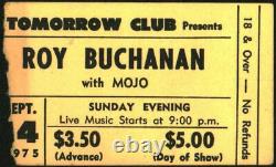 Roy Buchanan-1975 RARE Concert Ticket Stub (Youngstown, Ohio-Tomorrow Club)