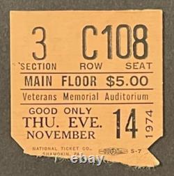 Rush / Rory Gallagher 11-14-1974 Concert Ticket Stub Columbus Ohio 1st US Tour