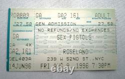 SEX PISTOLS 1996 Filthy Lucre Tour Original Concert Handbill-3/4 Ticket Stub, NY