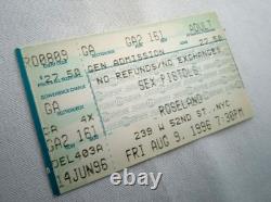 SEX PISTOLS 1996 Filthy Lucre Tour Original Concert Handbill-3/4 Ticket Stub, NY